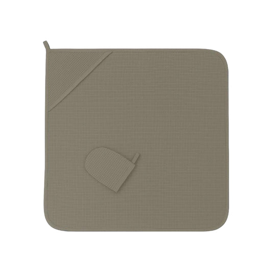 Badcape met washandje - wafel